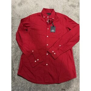 Massimo Dutti Men's Red Finest‎ Fabric Button Down Long Sleeve Shirt